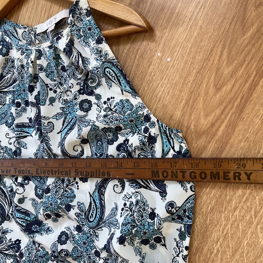 Loft Halter Maxi Dress Size 6 Paisley Coastal Beachy Summer Pleated Work Office - Picture 11 of 16